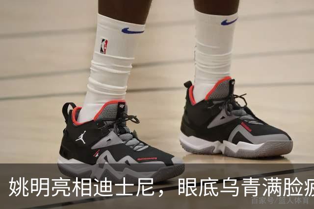 姚明亮相迪士尼，眼底乌青满脸疲惫，一身伤病走路一瘸一拐太沧桑